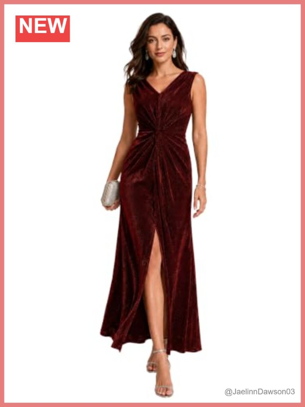 Sleeveless V-Neck Maxi Formal Evening Gown with Front Slit